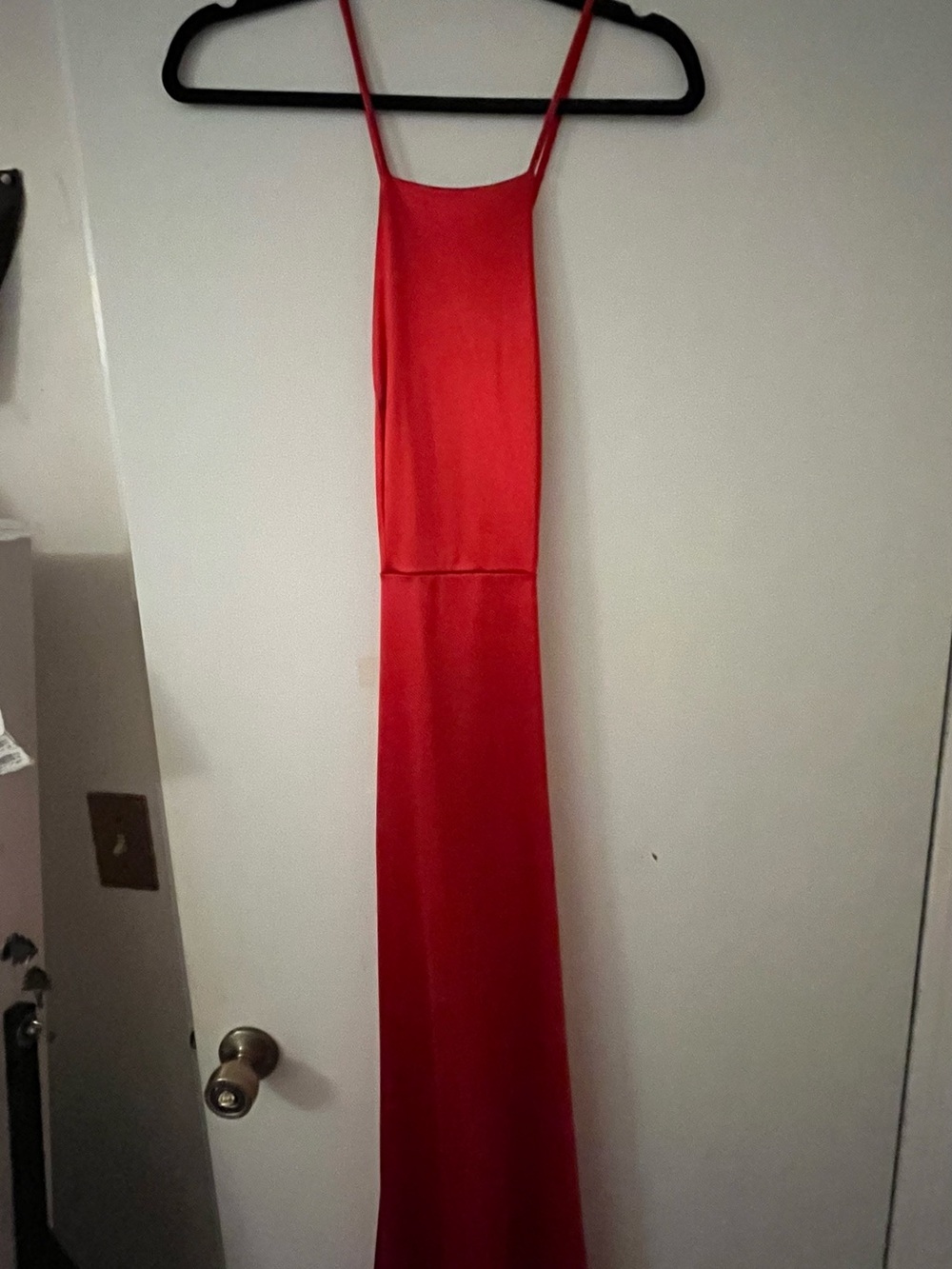 Long Formal Red Dress Tailored Crossover Open Back